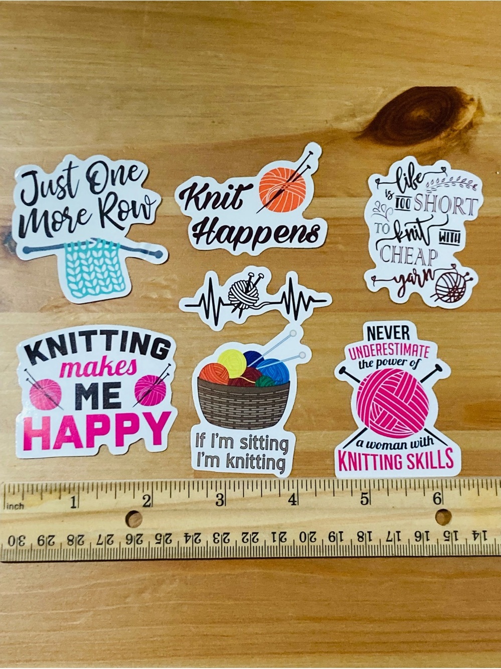 5 for $10: 5 Knitting WATERPROOF Stickers  🧶 💗